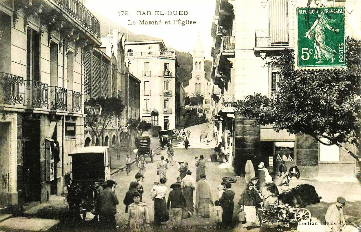 567- Alger - Bab-el-oued - Le marche et l'eglise.jpg